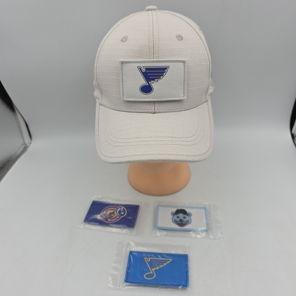 St. Louis Blues NHL Hat Detachable Logo Patches Ameren Promo Gray Cap Adjustable